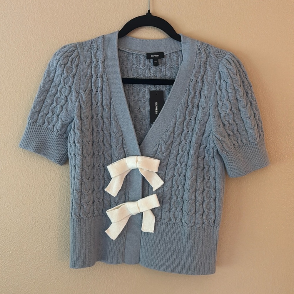 NWT Express short sleeve bow cardigan size small